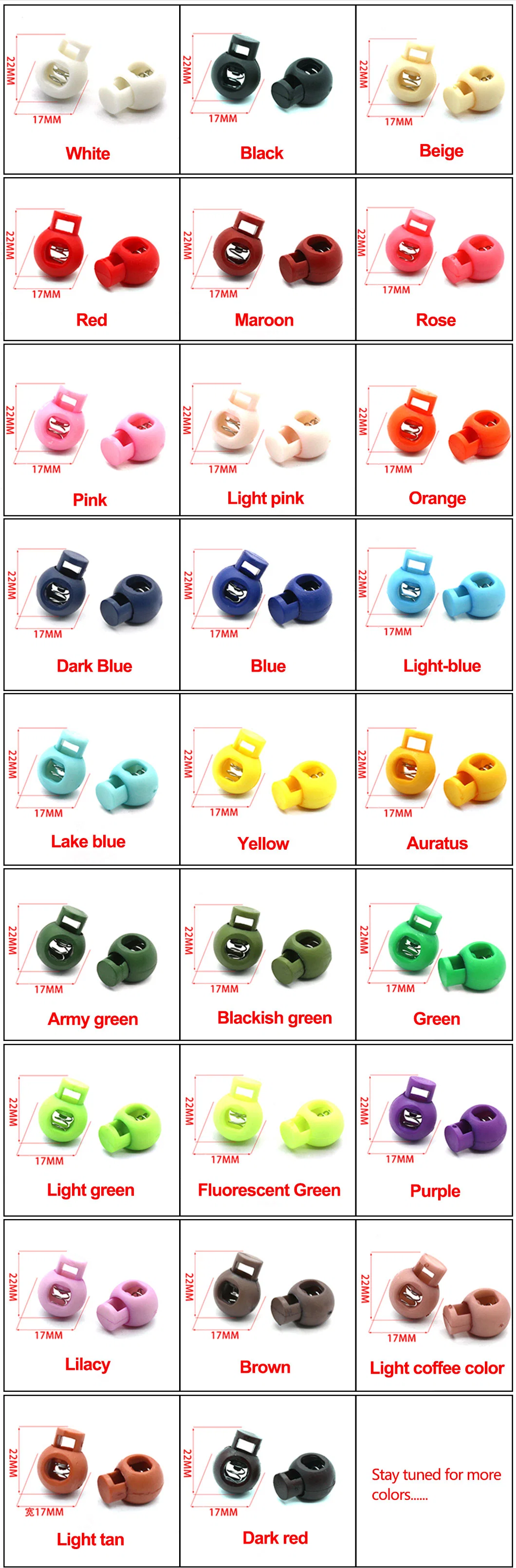 Factory Custom Cord Locks End Spring Stop Toggle Stoppers Plastic Spring Fastener Cord Lock for Hoodies Drawstring Cord