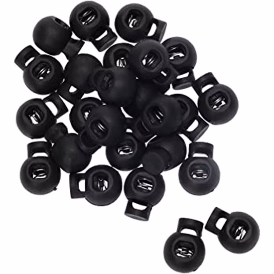 Cordón elástico con resorte, extremos de Clip, cerraduras de cordón con forma de bola redonda, palanca de plástico de un solo orificio